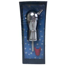 Vintage MCM 50’s Mr Bartender Chrome Cocktail Jigger Bottle Top Server with Box